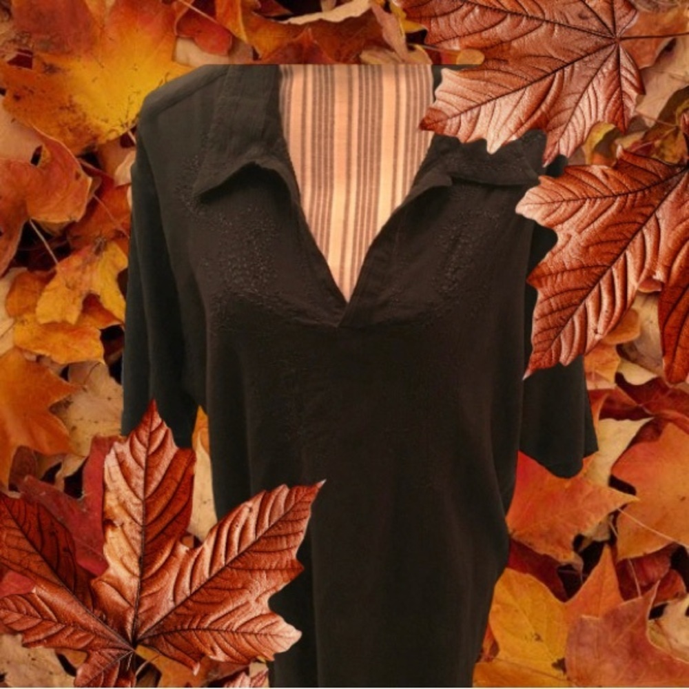 Alfani Embroidered Black Top XL
